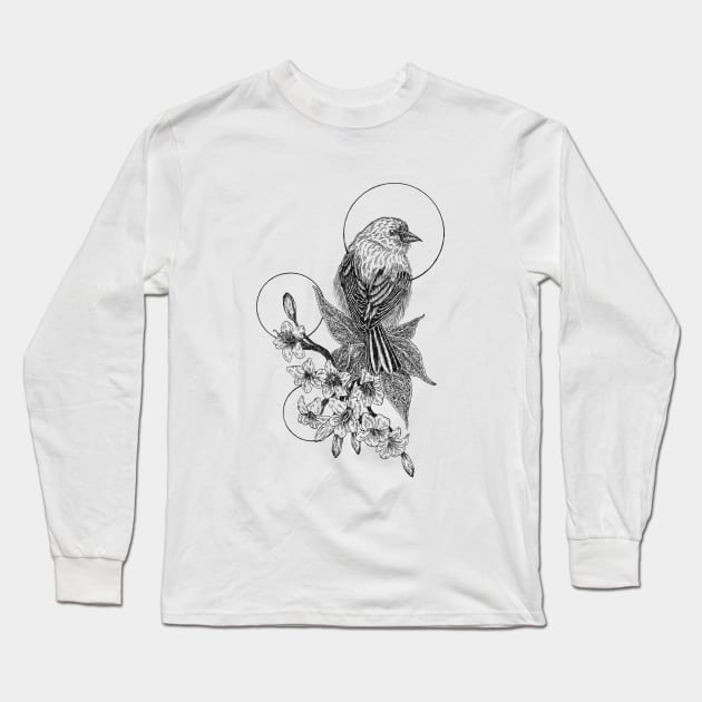 Indigo bunting bird Long Sleeve T-Shirt by Heymerac